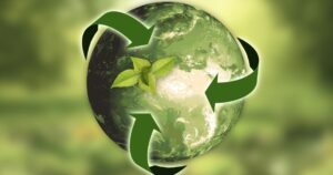 World with recycling symbol