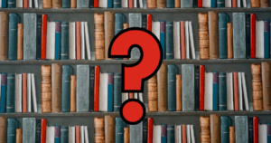 Book shelf with question mark