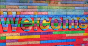 Colorful welcome sign